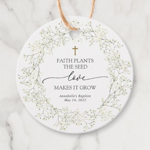 Faith Plants the Seed Love Makes It Grow Baptism Favor Tags
