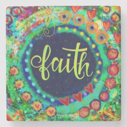 Faith Pretty Colorful Inspirational Fun Drink Stone Coaster