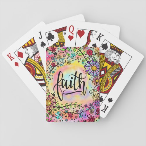 Faith Pretty Floral Inspirational Religious Trendy Playing Cards