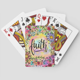 Faith Pretty Floral Inspirational Religious Trendy Poker Cards