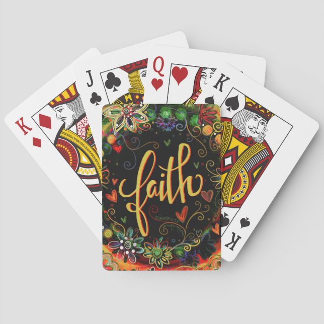 Faith Pretty Inspiring Floral ReligiousInspirivity Poker Cards (Back)