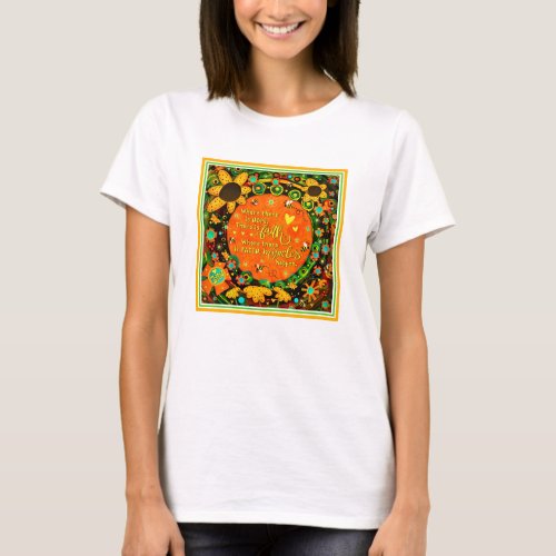 Faith Pretty Orange Yellow Floral Bumblebee Irelyn T_Shirt