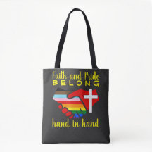 Faith Pride Belong Hand In Hand Rainbow Flag Cross