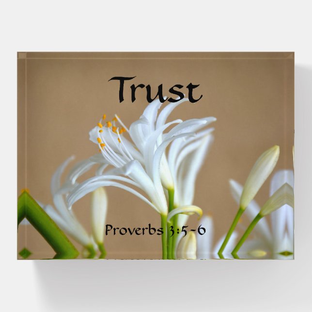 Faith Proverbs Bible Lily Paperweight (Front)