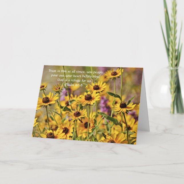 Faith Psalm 62:8 Flower Note Card (Front)