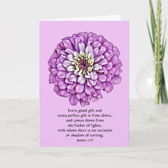 Faith Purple Mum Flower Birthday Card (Front)