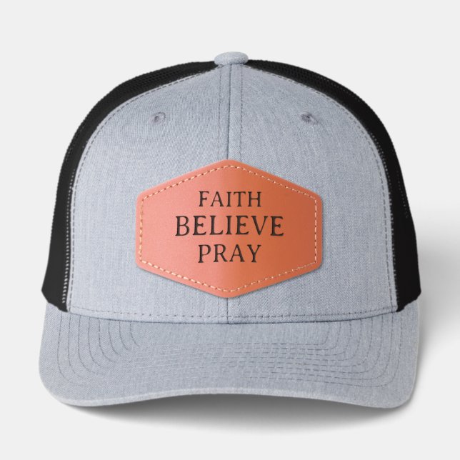 Faith Quote Church Leather Patch Hat (Front)