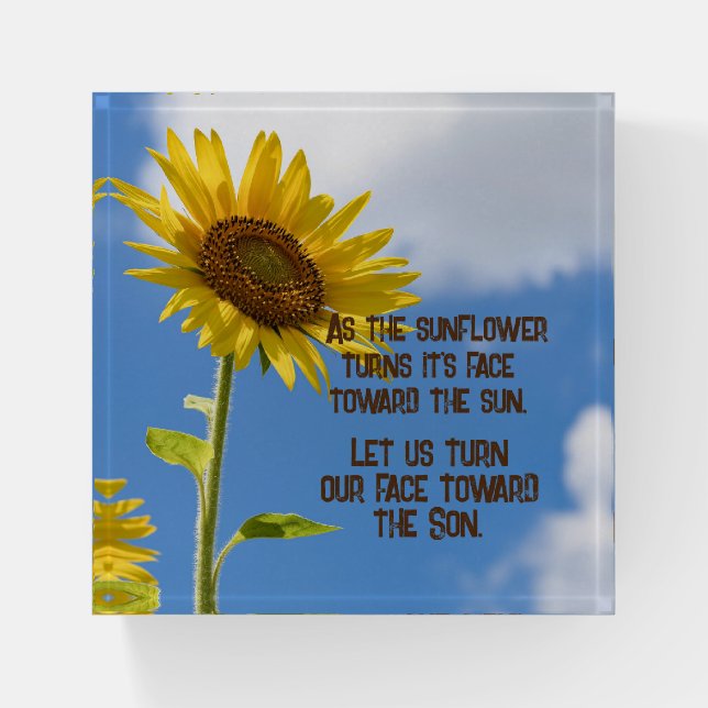 Faith Quote with Sunflower Paperweight (Front)