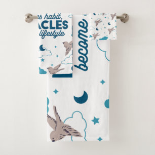Faith quotes and bird pattern bath towel set