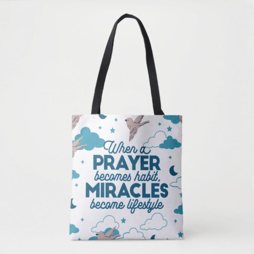 Faith quotes and Bird Pattern Tote Bag