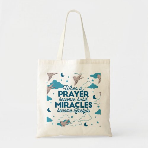 Faith quotes and Bird Pattern Tote Bag