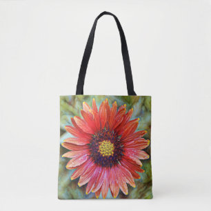 Faith Red Wildflower Art Tote Bag
