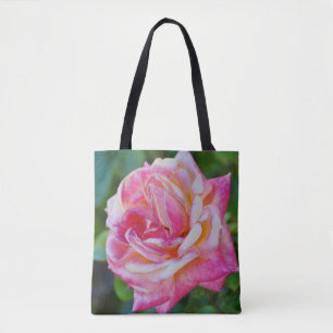 Faith Rejoice Bible Verse Rose Flower Floral Tote
