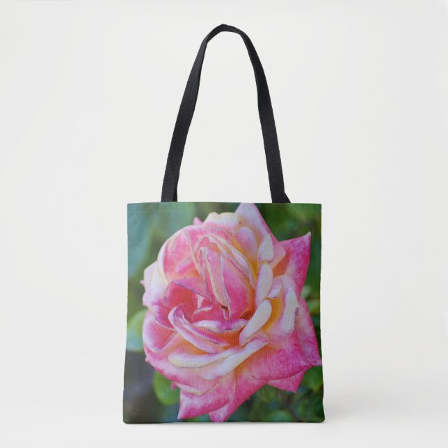 Faith Rejoice Bible Verse Rose Flower Floral Tote (Front)