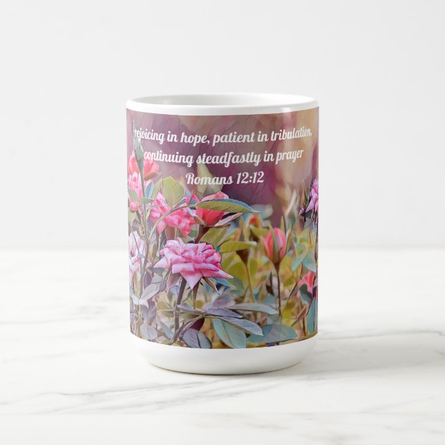 Faith Rejoice, Hope Flower Bible Verse Mug (Center)