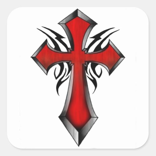 Faith Religion Tribal Cross Christ Christian Square Sticker