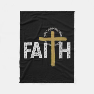 Faith Religious Bible Jesus Catholic Christian Tan Fleece Blanket