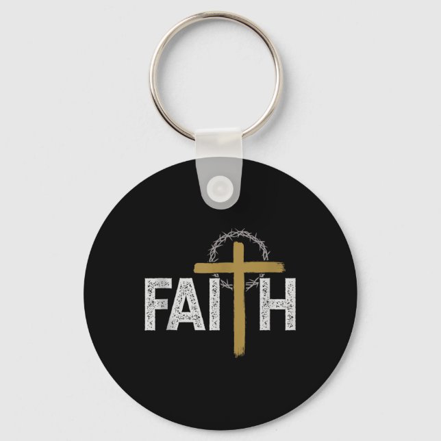 Faith Religious Bible Jesus Catholic Christian Tan Keychain (Front)