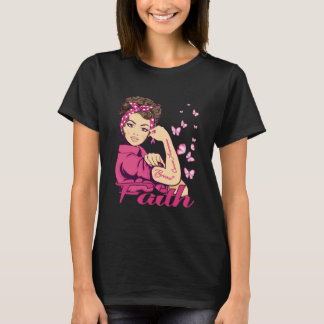 Faith Rosie Riveter Breast Cancer Awareness T-Shirt