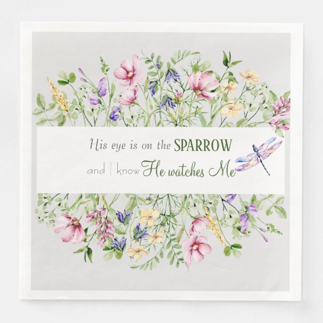Faith Scripture Encouraging Botanical Watercolor Paper Dinner Napkins (Front)