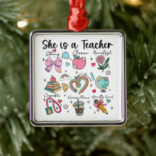 Faith She is a Teacher Gift Metal Ornament