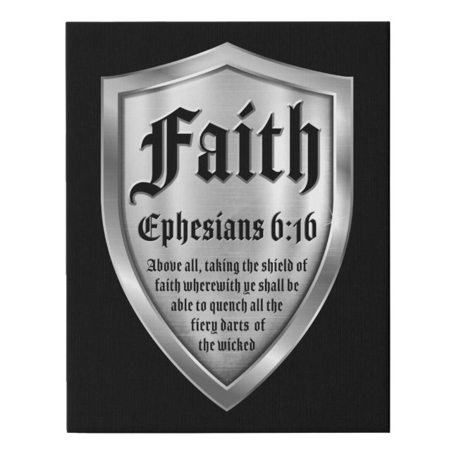 Faith Shield Christian Faith Bible Verse Ephesians Faux Canvas Print (Front)