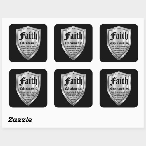 Faith Shield Christian Faith Bible Verse Ephesians Square Sticker