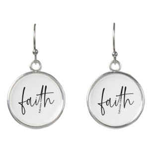 Faith Simple Bible Verse Quote Black Typography Earrings