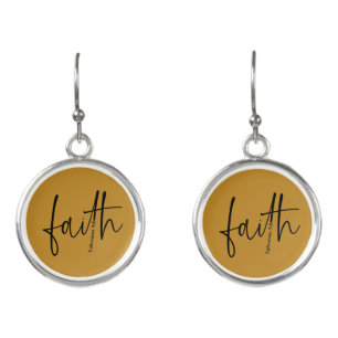 Faith Simple Bible Verse Quote Black Typography Earrings