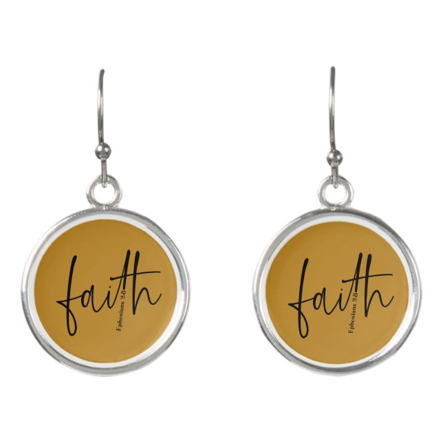 Faith | Simple Bible Verse Quote Black Typography  Earrings (Front)