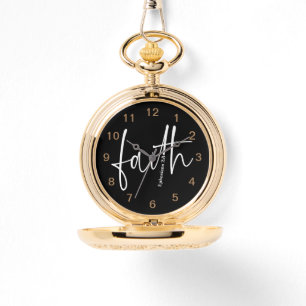 Faith Simple Bible Verse Quote Black Typography Watch