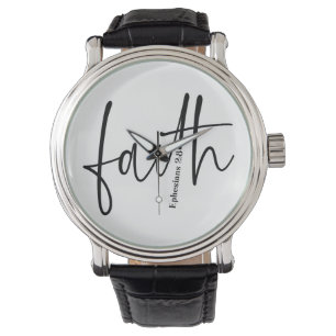 Faith Simple Bible Verse Quote Black Typography Watch