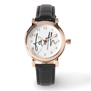 Faith Simple Bible Verse Quote Black Typography Watch