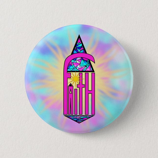 Faith ~ Steeple Pinback Button (Front)