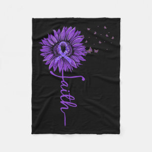 Faith Sunflower Purple Heimer’s Awareness Fleece Blanket