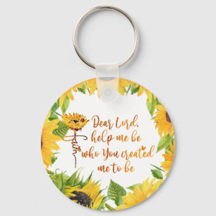 Faith Sunflower with Prayer Quote Keychain