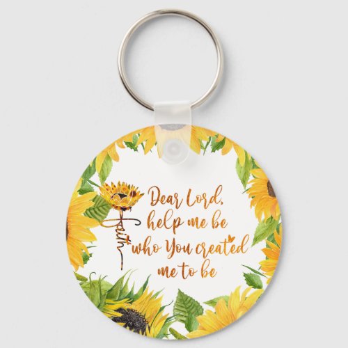 Faith Sunflower with Prayer Quote  Keychain