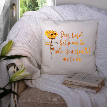 Faith Sunflower With Prayer Quote Throw Pillow by Christian_Quote at Zazzle