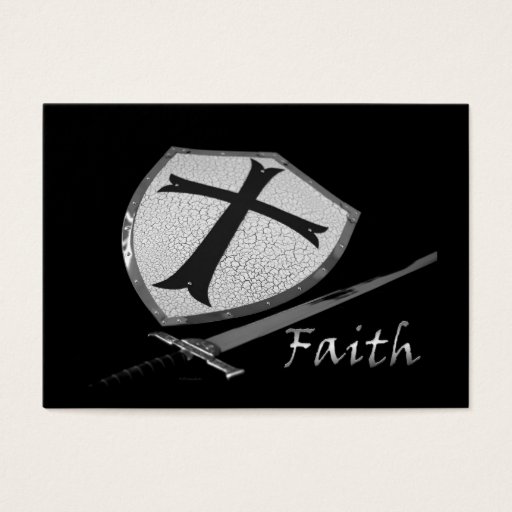 Customizable faith sword shield business cards
