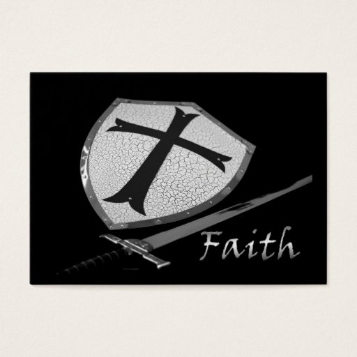 Customizable faith sword shield with Psalm 91 verses Business Card Templates