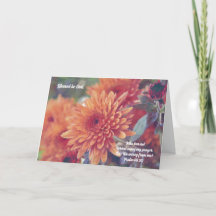 Faith Sympathy Card Orange Flower Mums