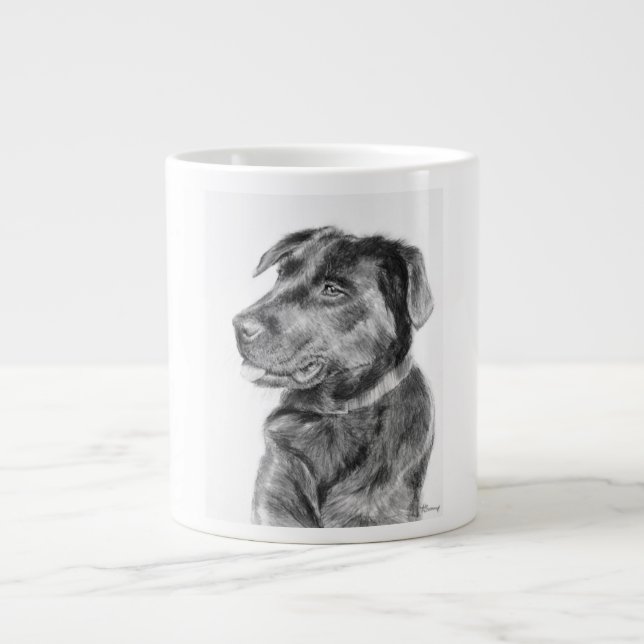 Faith the Black Lab Giant Coffee Mug (Front)