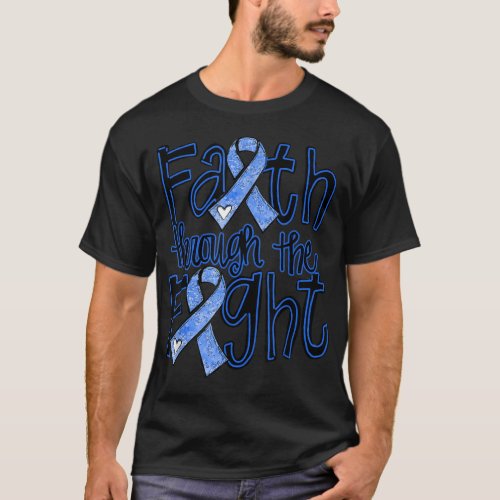 Faith Through The Fights Leopard Colon Cancer Awar T_Shirt