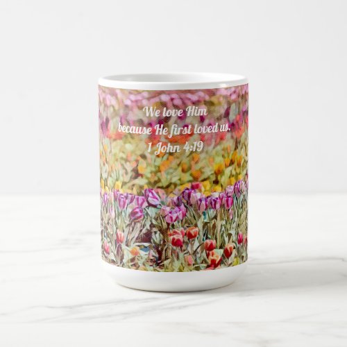 Faith Tulip Floral Scripture Love Mug Cup