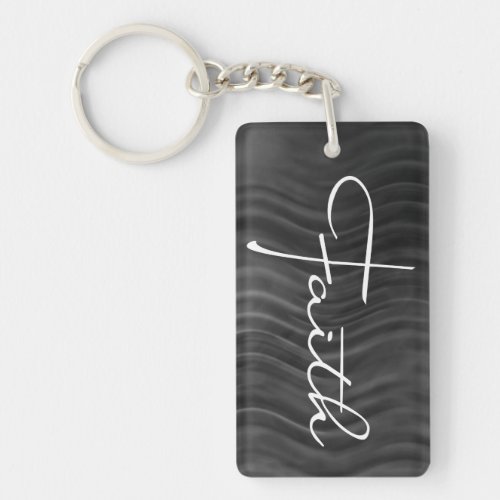 Faith Typography Christian Black and White Modern Keychain