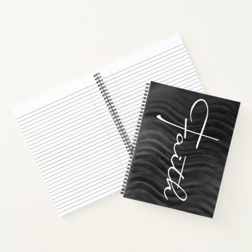 Faith Typography Christian Black and White Modern Notebook