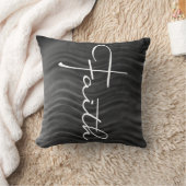 Faith Typography Christian Black and White Modern Throw Pillow (Blanket)