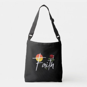 Faith Typography With Roses Crossbody Bag