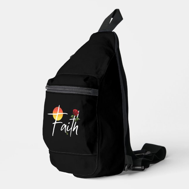 Faith Typography With Roses Sling Bag (Right Corner)