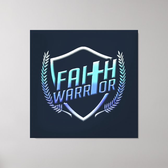Faith Warrior Christian Blue Purple Ombre Canvas Print (Front)
